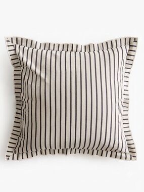 NWT H&M Home Linen Blend Striped Cushion Cover 24x24 in Beige & Black